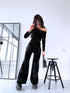 Velvet set top + pants "PINECONE" - BLACK